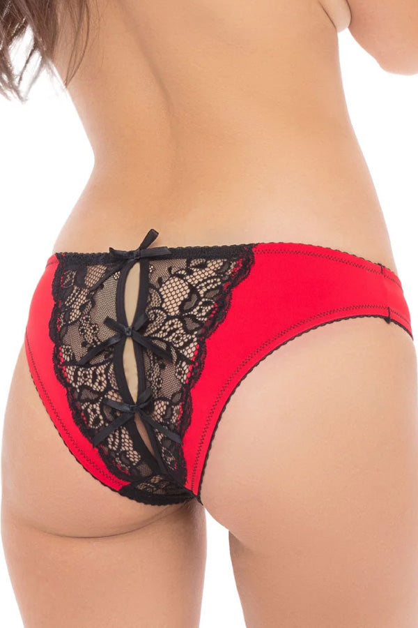 Red Simple Fantasy Crotchless Panty
