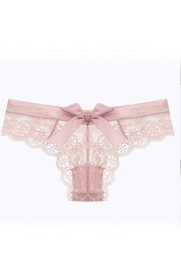 Pink Lace Cheeky Cut Panty with Bow