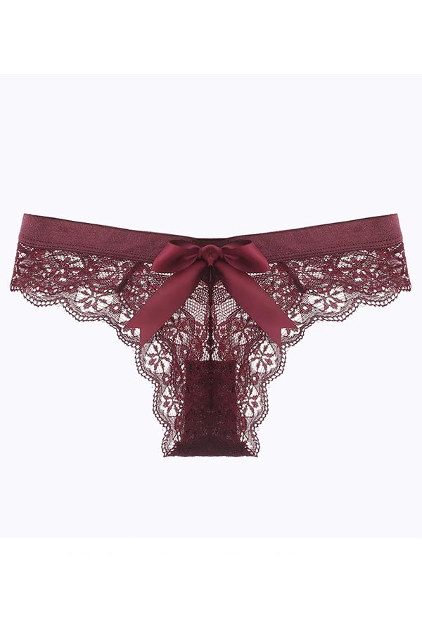 Red Lace Cheeky Cut Panty with Bow