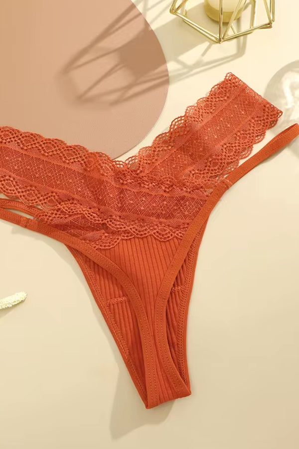 Orange Lace Strappy Thong