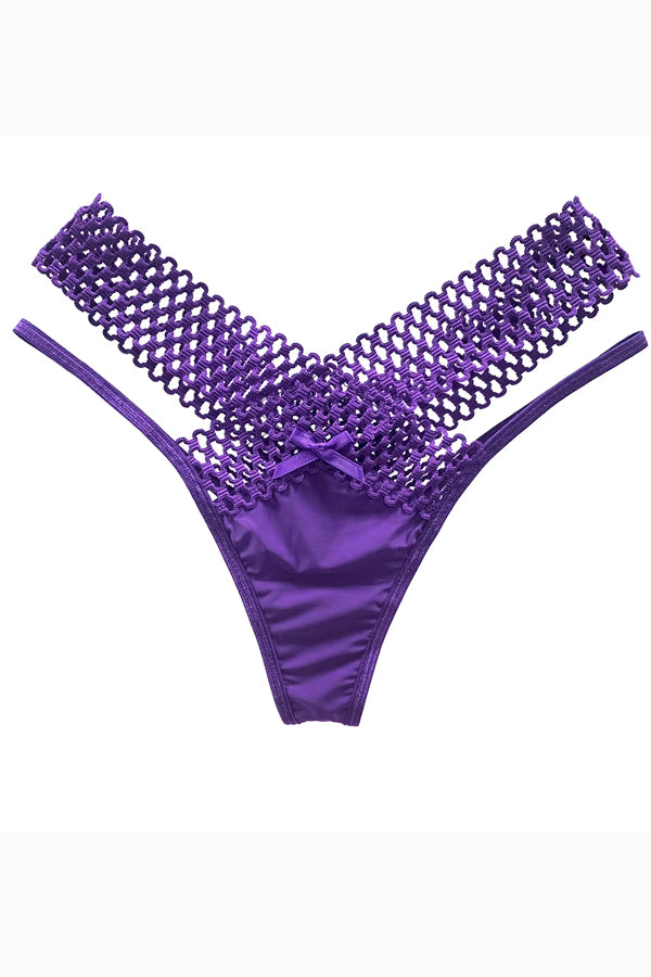 Purple Lattice Stretch Micro Bikini Panty