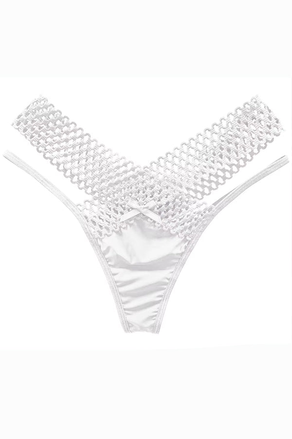 White Lattice Stretch Micro Bikini Panty