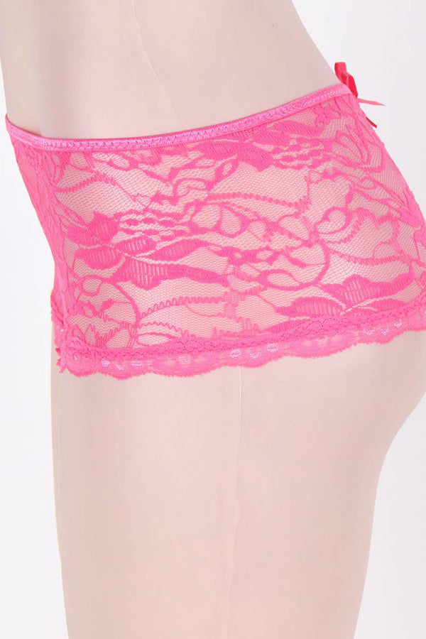 Pink Lace Open Lace-Up Back Panty