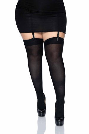 Black Opaque Nylon Thigh Highs